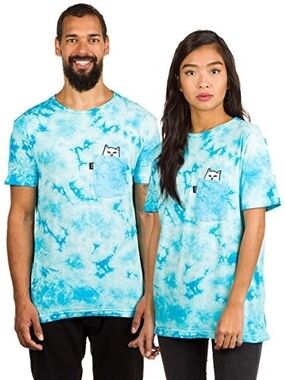 RIPNDIP Lord Nermal Blue Washed Pocket T-Shirt With Cat Pocket, Medium (C5)